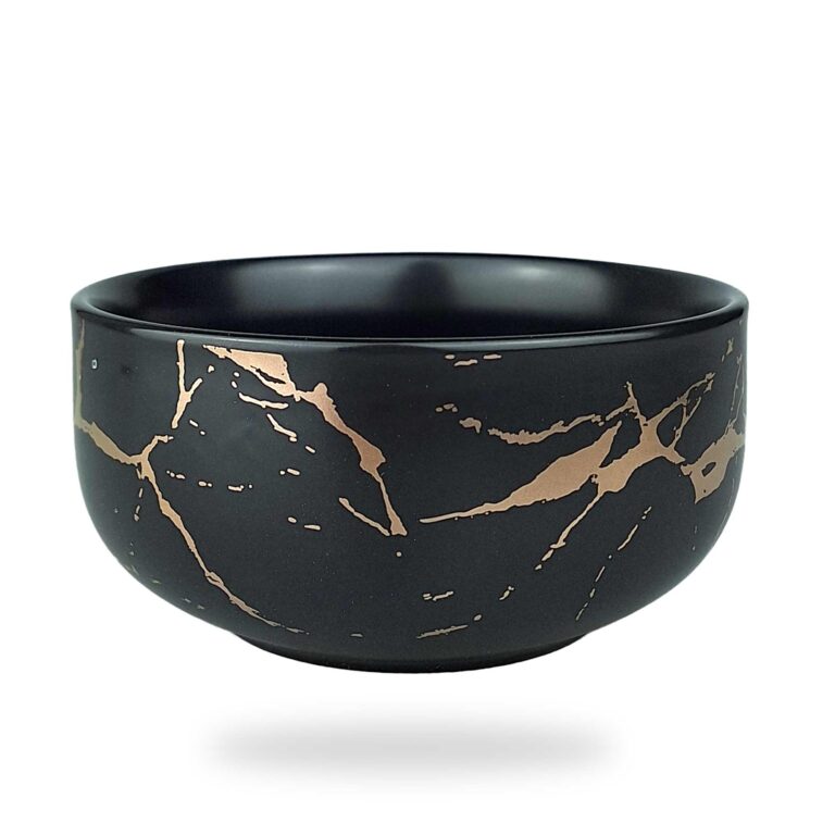 Japonska skodelica za pripravo matcha čaja, črna z vzorcem